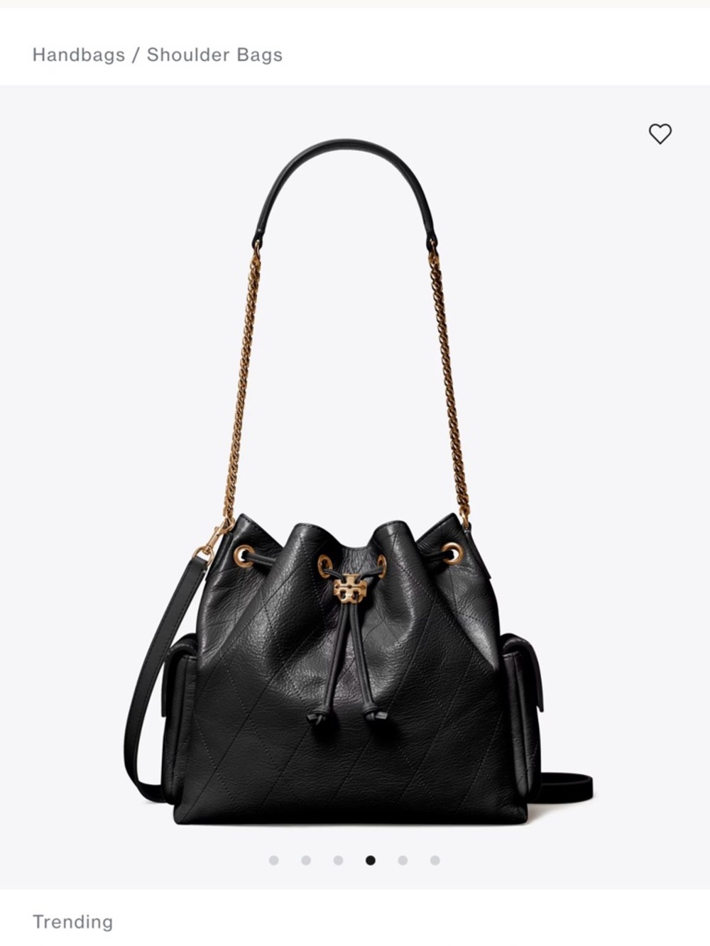 Tory Burch Black Quilted Drawstring Shoulder Bag with Gold Hardware BRAND NEW - Picture 2 of 6